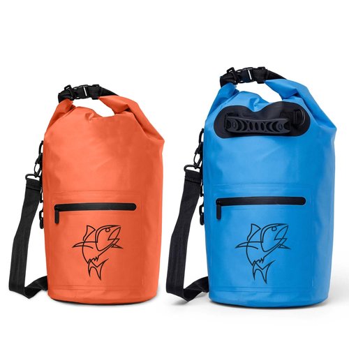 Floating Dry Bags Waterproof Pack of 2 - Lightweight Dry Sack Backpack 15L Blue, 10L Orange Waterproof Bag - Easy Carry Waterproof Bags for Camping, Boating, kayaking, Fishing