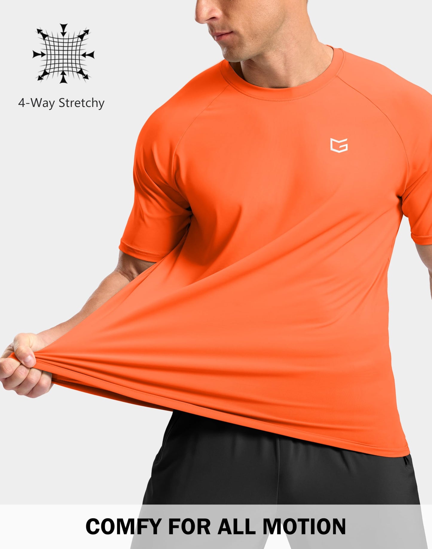 G Gradual Men's Athletic Workout T-Shirts Moisture Wicking Cooling Running Shirts Short Sleeve Performance Tee for Gym Tennis(Orange,3XL)