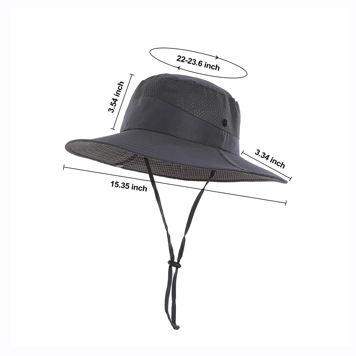 Koreshion Mens Sun Hat Wide Brim Breathable Mesh UPF 50+ Bucket Hat Waterproof Fishing Hat Quick-Drying Safari Hat Foldable Boonie Cap Outdoor Sun Protection Cap Deep Gray