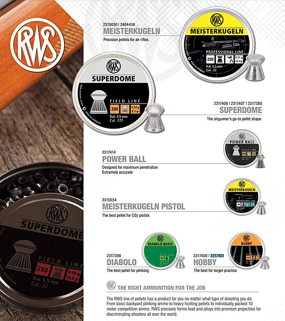 RWS Meisterkugeln Rifle .177 Cal, 8.2 Grains, Wadcutter, 500ct