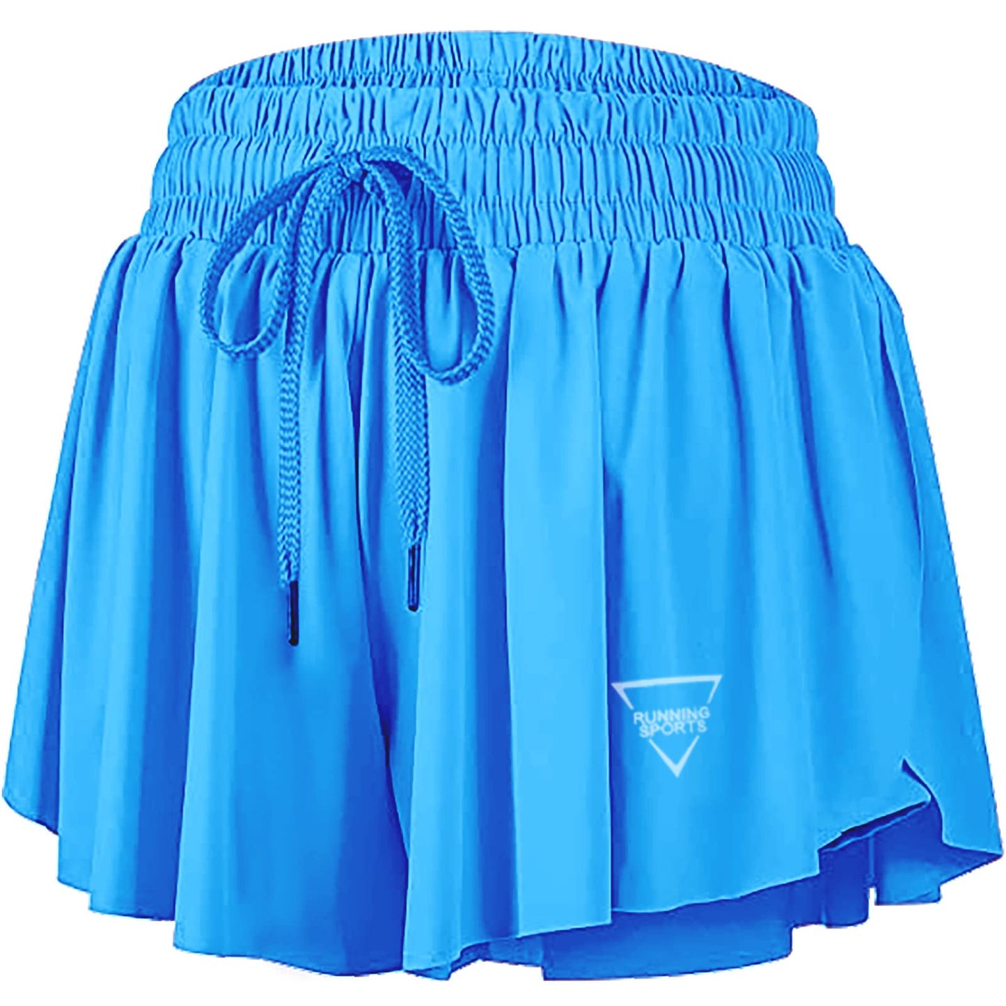 QooNoo 2 in 1 Athletic Shorts for Women Flowy Running Butterfly Shorts with Pockets High Elastic Gym Shorts Workout Tennis Skorts (Black,X-Small)