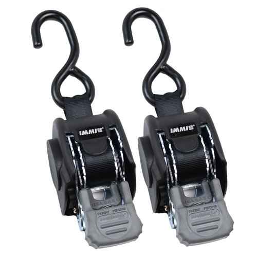 BoatBuckle Mini G3 Retractable Ratchet Straps - (1 x 72-Inch, 1400lbs Break Strength, 2-Pack) Bolt-On Boat Transom Tie Down Straps to Trailer, Fresh Water
