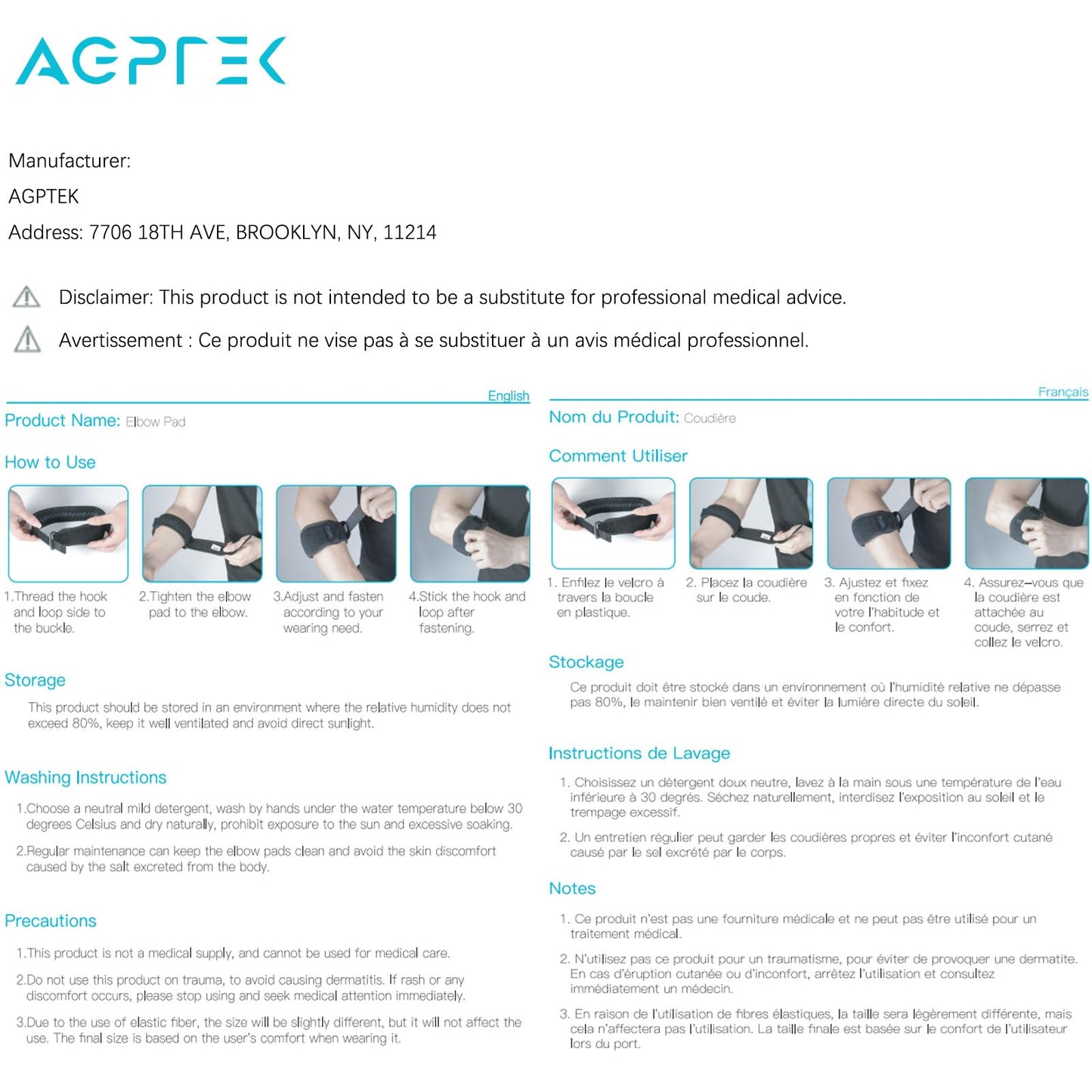 AGPTEK Elbow Brace for Tennis Golfers Elbow, Elbow Strap for Men & Women