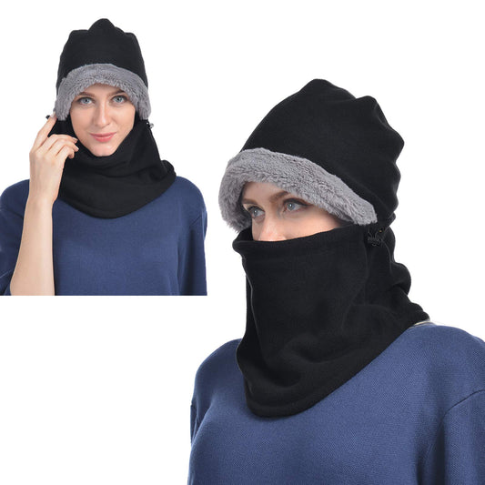 USHAKE Fleece Balaclava Women Ski Face Mask for Winter Under Armour Face Warmer for Womens Black