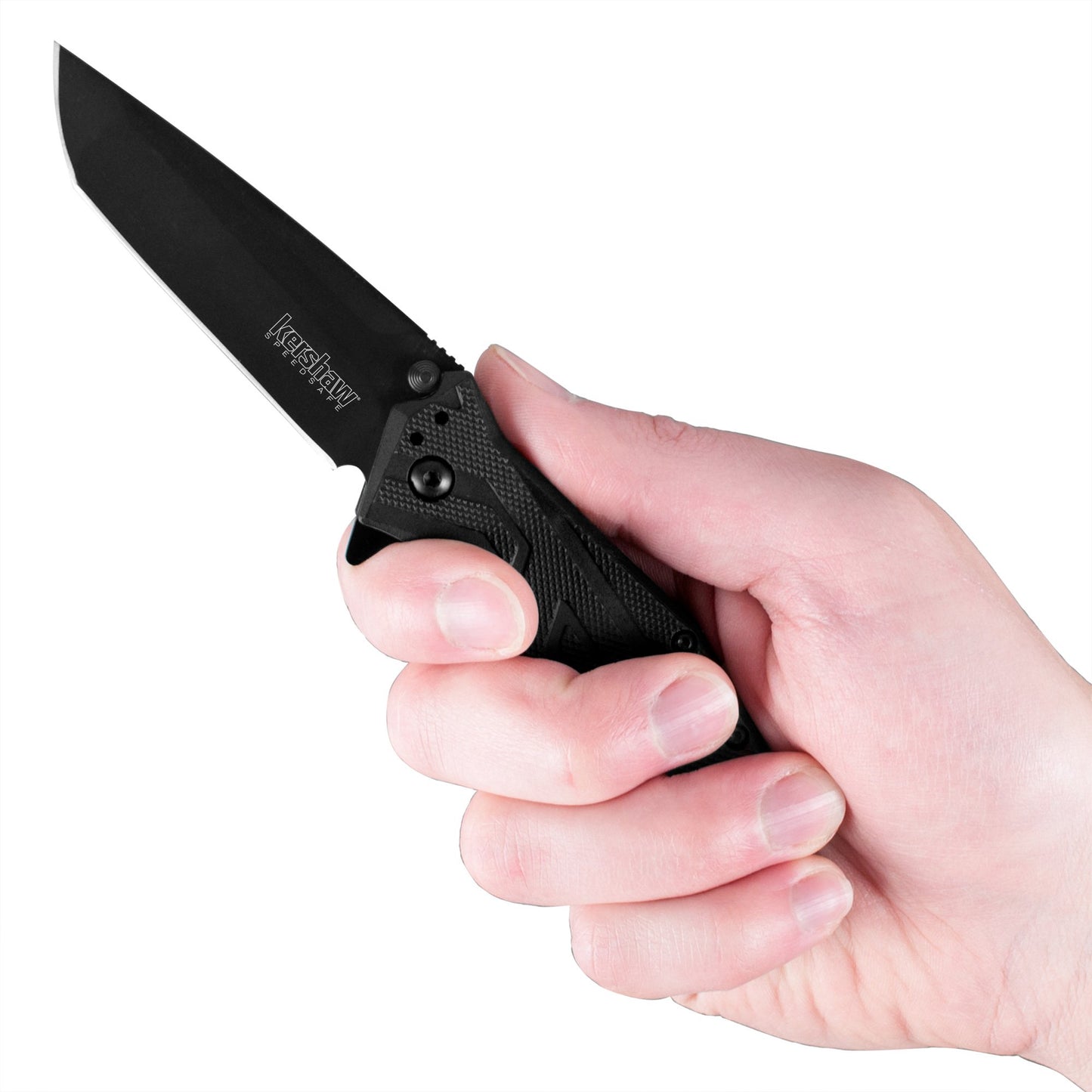 Kershaw Brawler Pocket Knife, All-Black, 3 Inch Tanto Blade