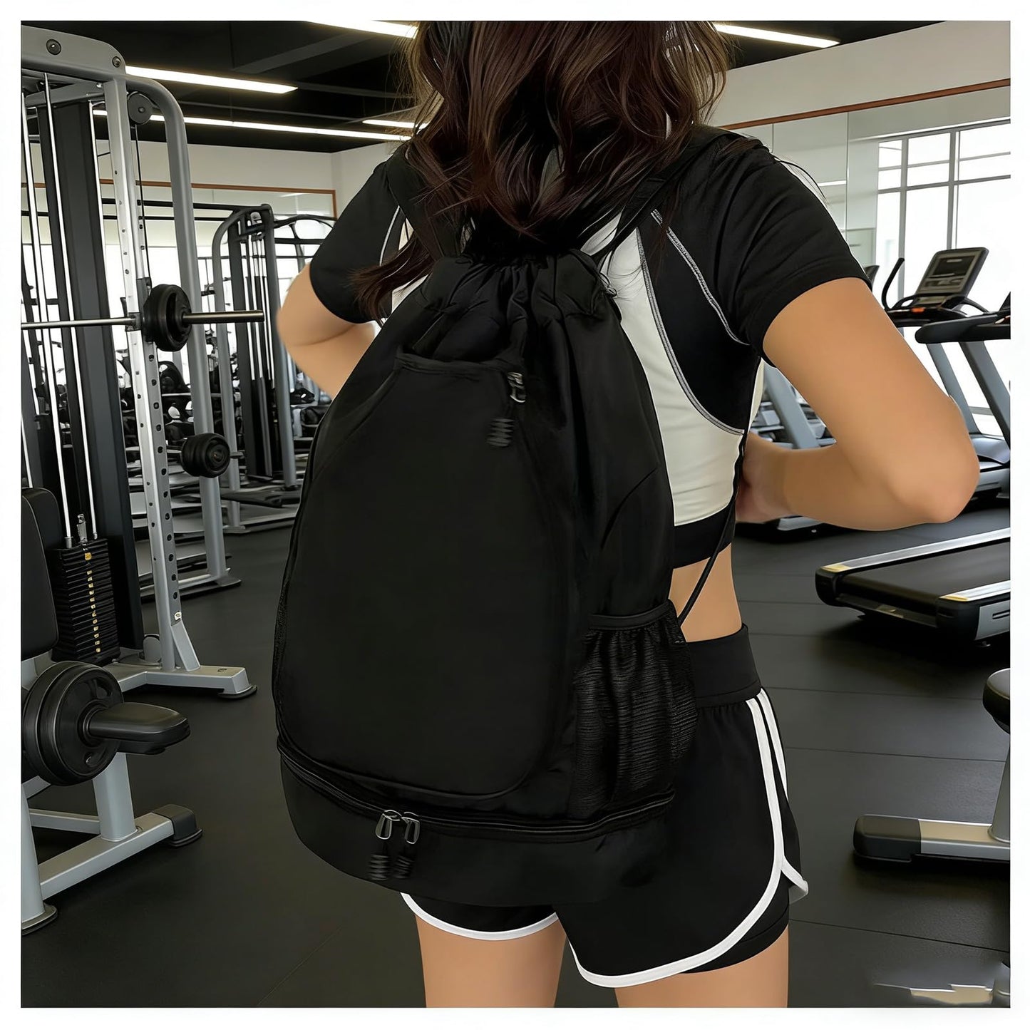 MOGARBRO Tennis Backpack for Women Men,Pickleball Badminton Basketball Soccer backpacks With Shoe Compartment,Water Resistant Women Gym Drawstring Backpack