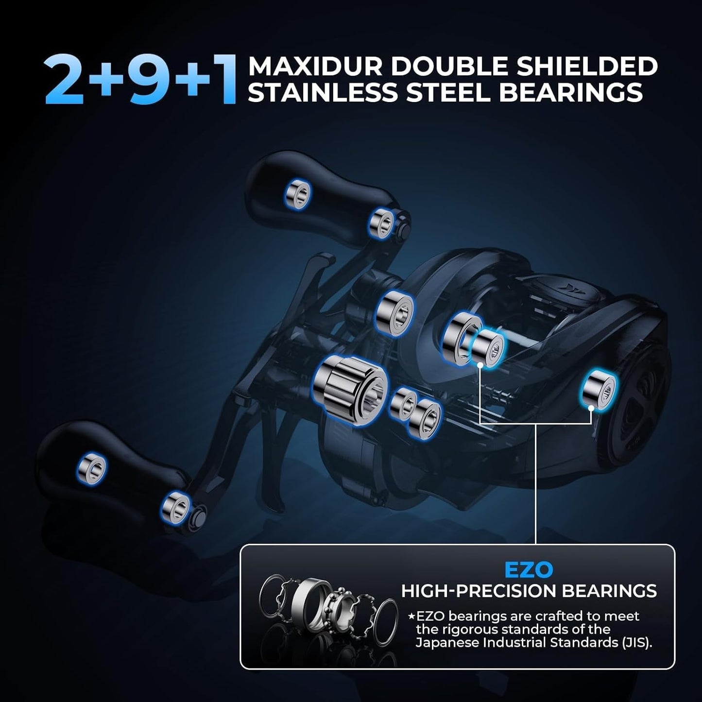 KastKing Mg-Ti Elite Baitcasting Reel - Titanium Spool, Magnetic Braking System | Lightweight Magnesium Frame, 2+9+1 Bearings