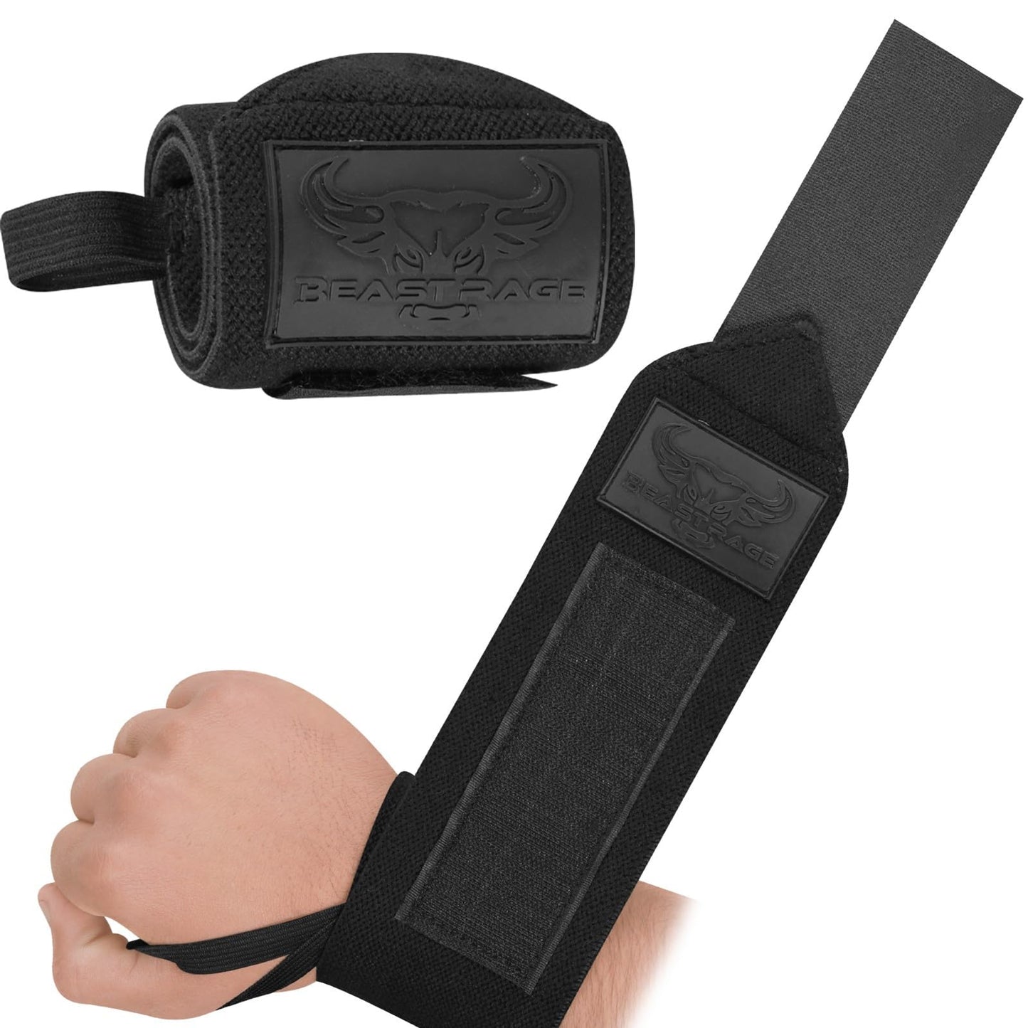 BEAST RAGE® Wrist Wraps for Weightlifting Adjustable Lifting Straps & Wrist Straps with Thumb Loop for Enhanced Gym Support, Wrist Support for Powerlifting, Bodybuilding and Gym workout (Black/Redish)