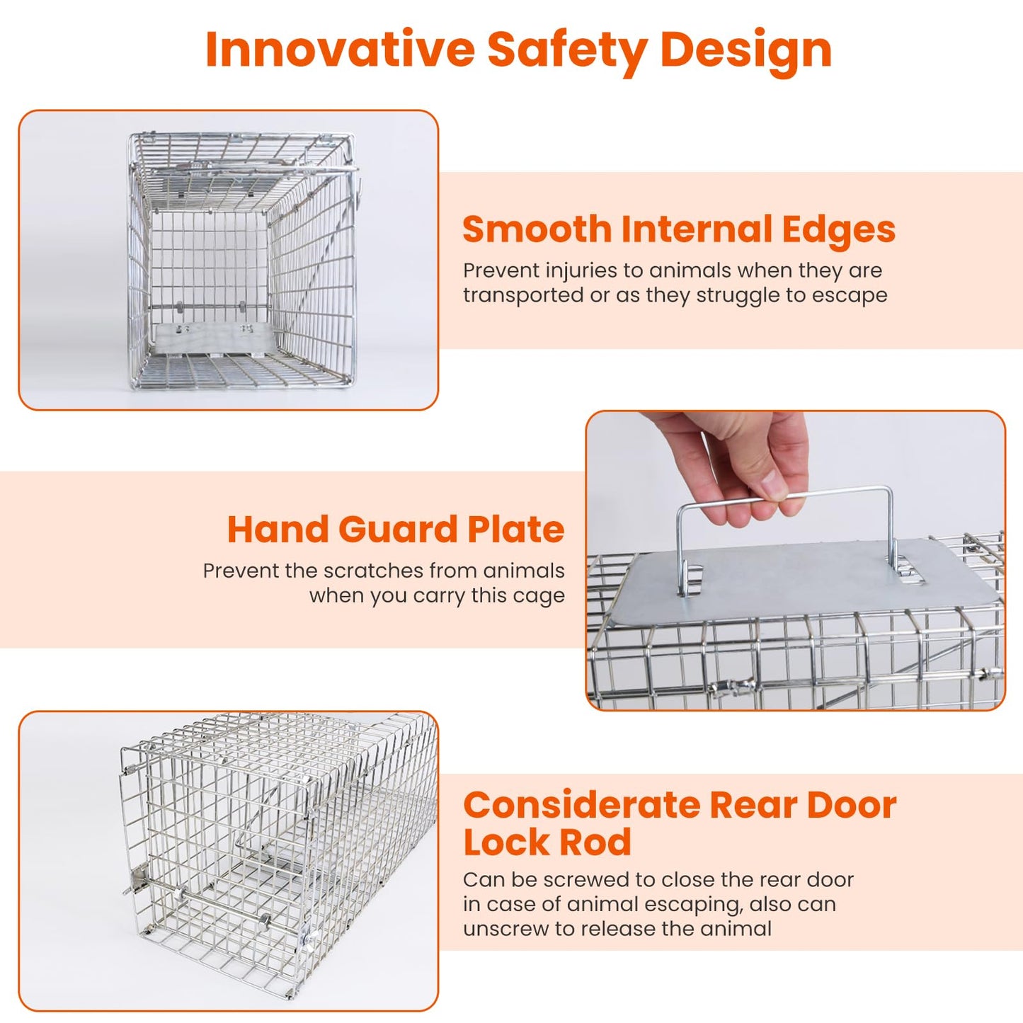 24” Humane Live Animal Trap Cage, Heavy Duty Folding Catch and Release Rodent Trap for Squirrels, Rabbits, Stray Cats, Skunks, Moles, Gophers, Groundhogs – Galvanized Rustproof Steel
