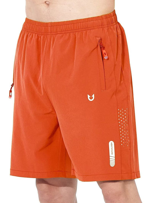 NORTHYARD Men's Athletic Running Shorts Gym Workout 7"/9"/5" Quick Dry Lightweight Sports Basketball Tennis 3 Zipper Pockets Orange XL