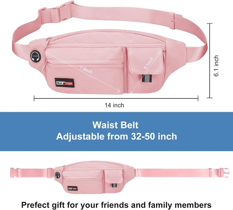 MAXTOP Fanny Packs for Women & Men - 5-Zipper Sling Bag for Jogging, Hiking & Casual Use | Fits All Phones