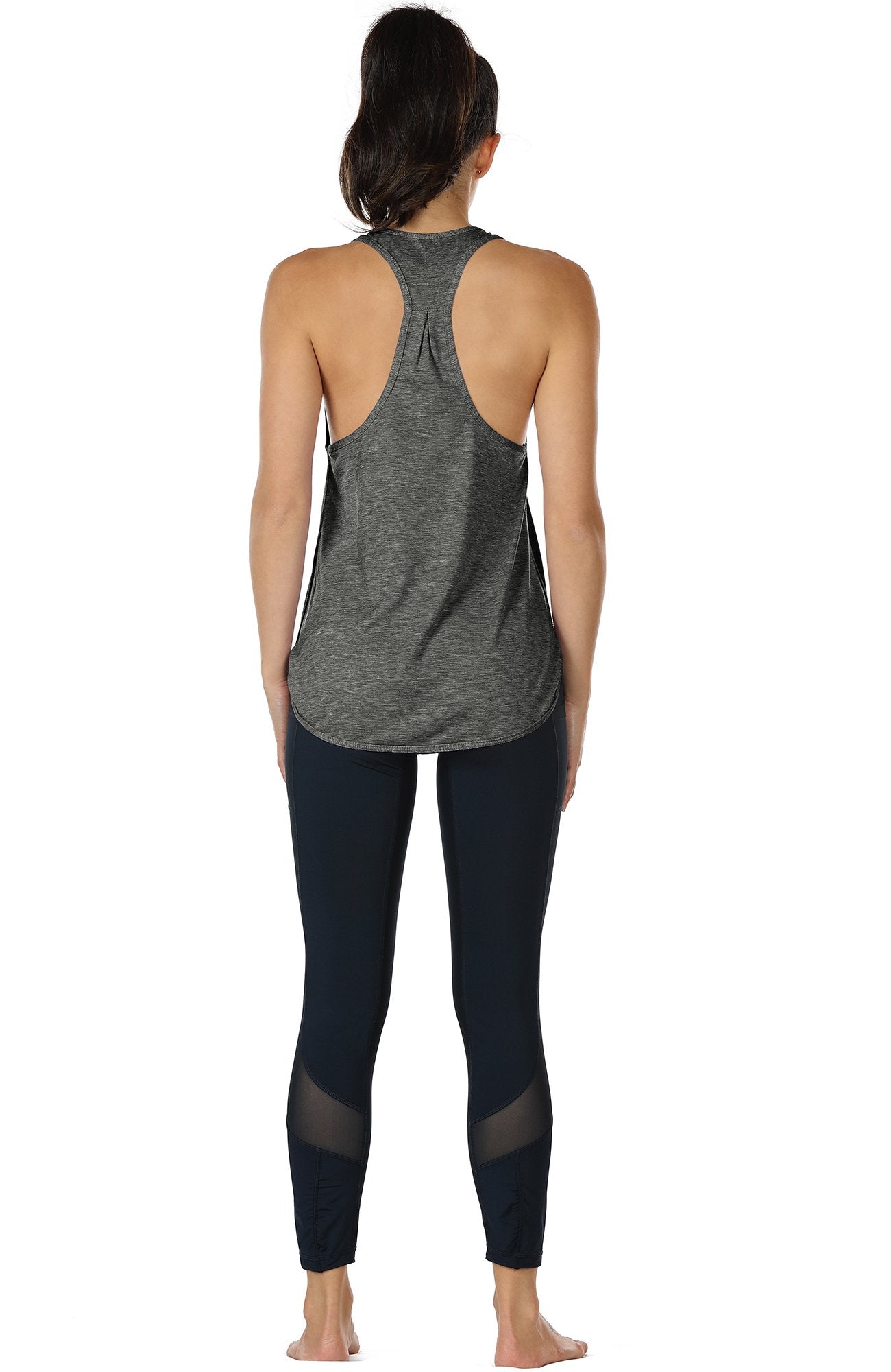 icyzone Workout Tank Tops for Women - Athletic Yoga Tops, Racerback Running Tank Top Loose Fit (M, Charcoal)