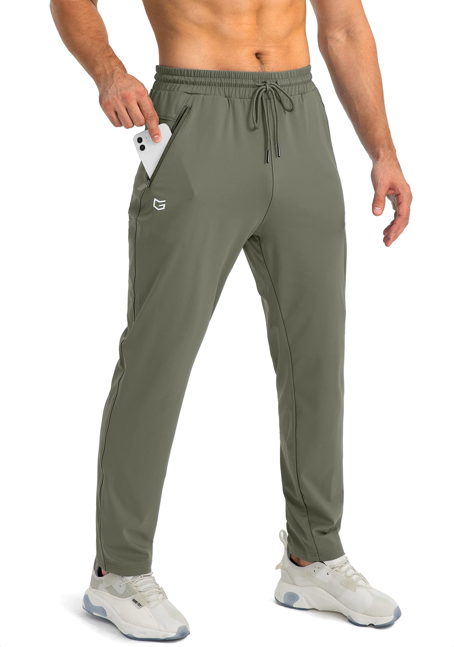 G Gradual Men's Sweatpants with Zipper Pockets Tapered Joggers for Men Athletic Pants for Workout, Jogging, Running (Sage Green, XX-Large)