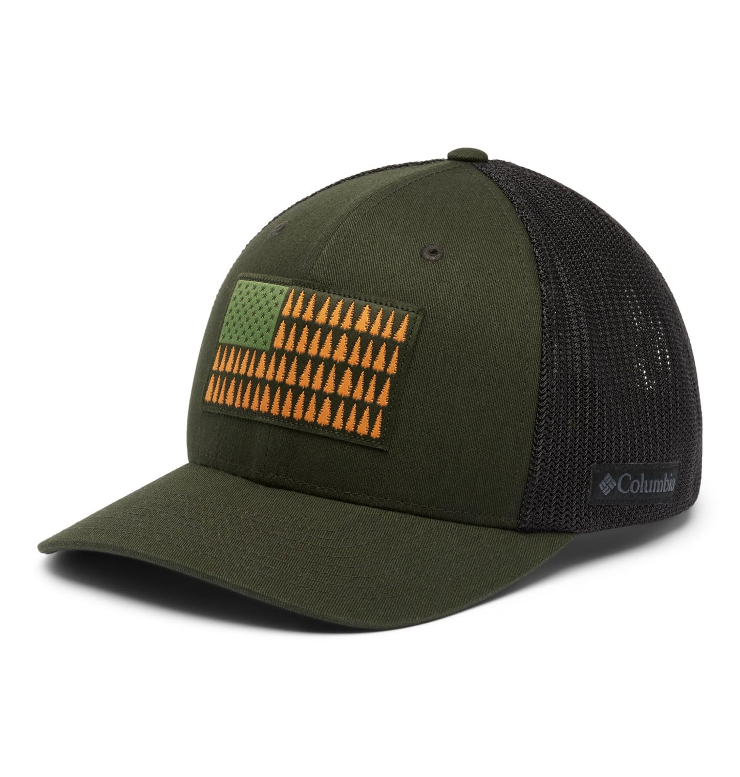 Columbia Unisex Tree Flag Mesh Ball Cap, Greenscape/Black, XX-Large