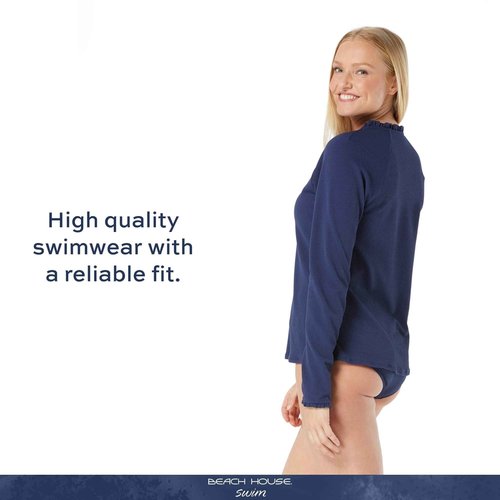 BEACH HOUSE Swim Ruffled Sun Guard - Loose Fit Swimsuit Coverup, Phoebe, Navy, X-Large