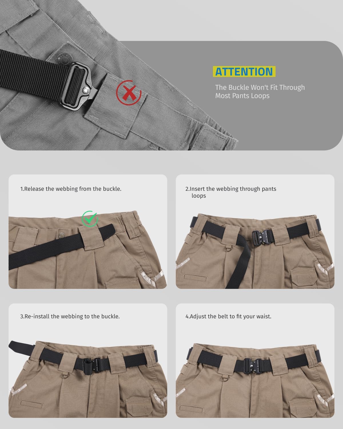 Men's Tactical Belt - 2 Pack 1.5 Inch Military Web Belt | Durable Nylon Work Tool Belt