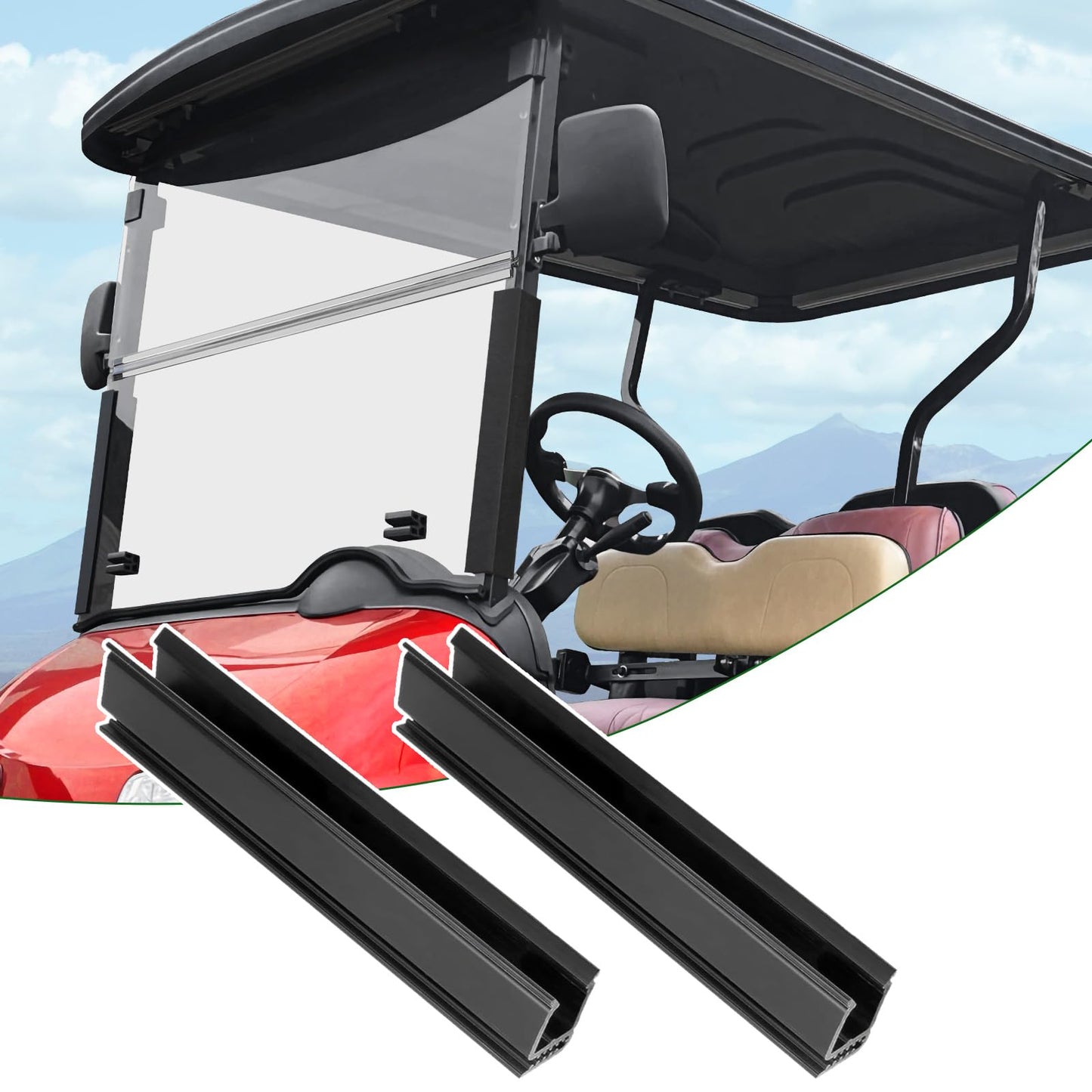 Cartalia Golf Cart Windshield Retaining Clips 1.3-inch Width, 14-inch Length for EZGO RXV 2008-up, Windshield Mounting Sash Clips Replacement Only Fit 1-1/4" Front Struts Square Rail OEM# 603852