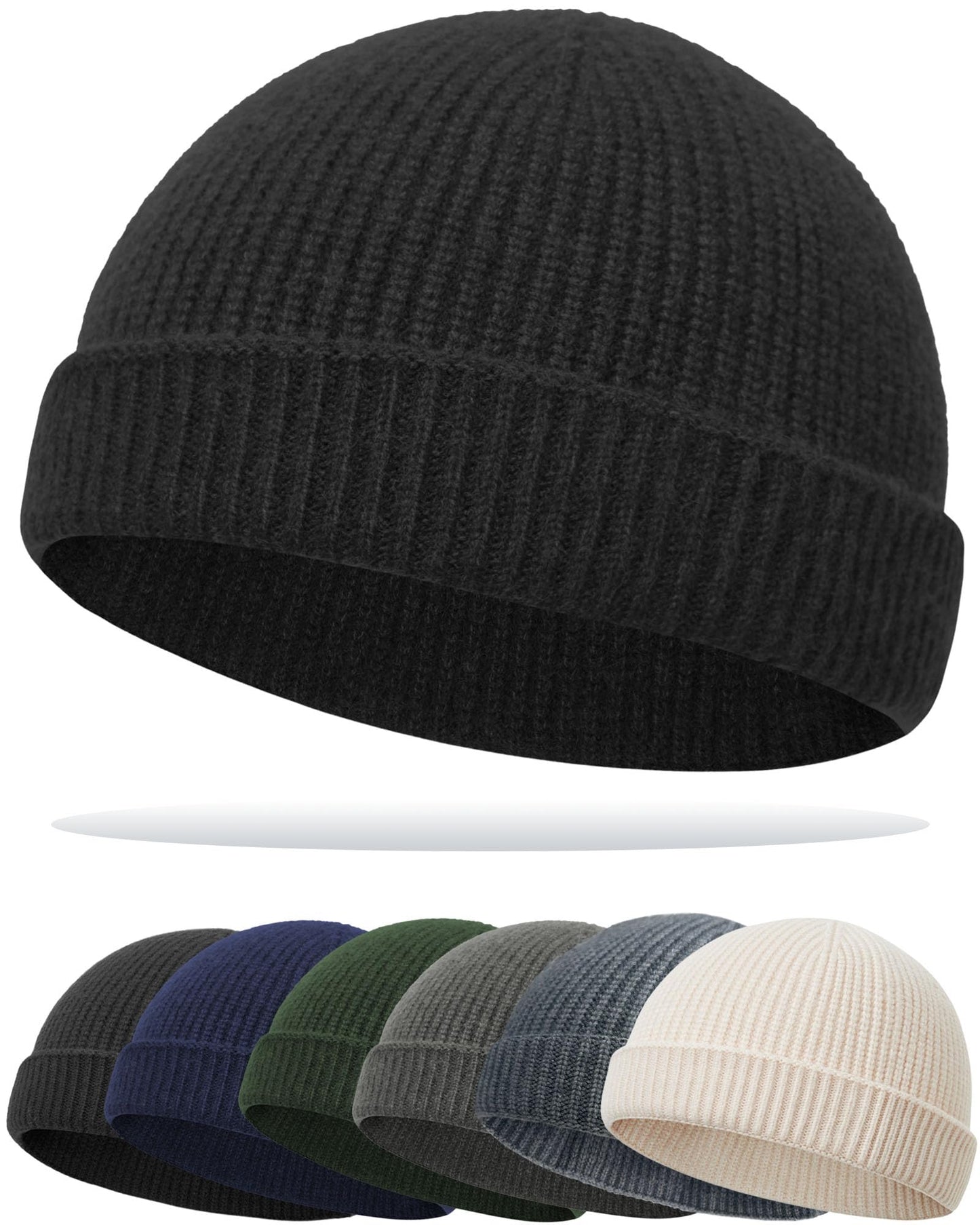 Simapu Thin Fisherman Beanie Hat for Men Women Fall Winter -Wool Knit Cuff Short Fashion Watch Cap,Trawler Slouchy Skull Cap