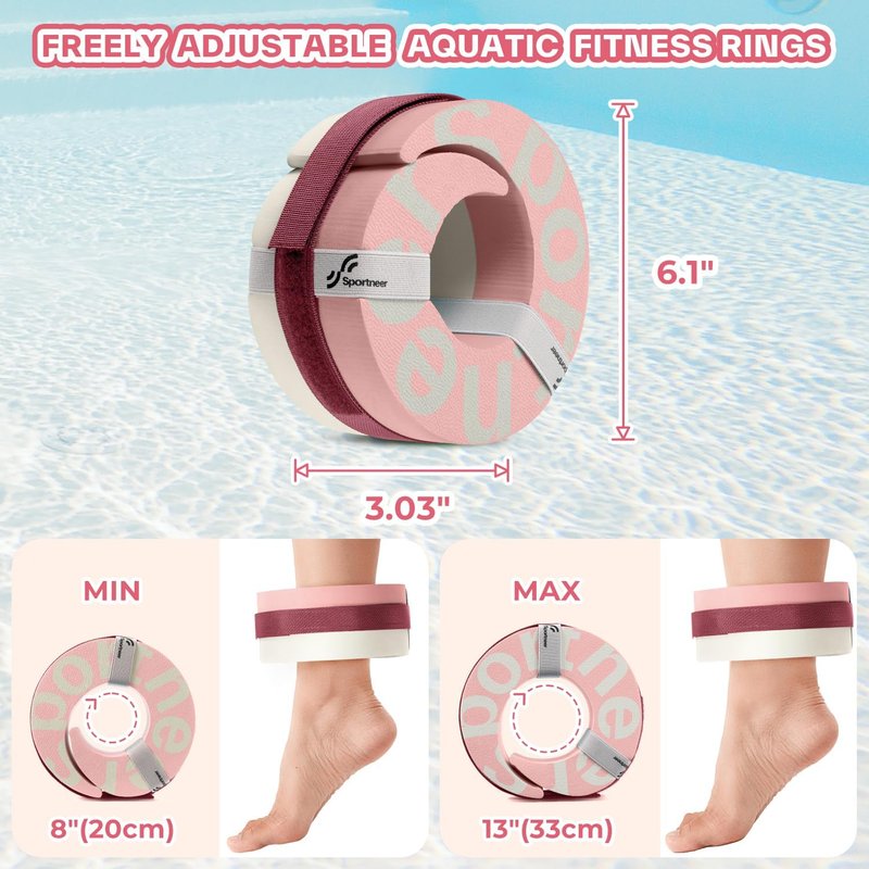 Foam Aquatic Cuffs - Water Aerobics Float Ring with Adjustable Webbing | Pool Exercise Equipment Set