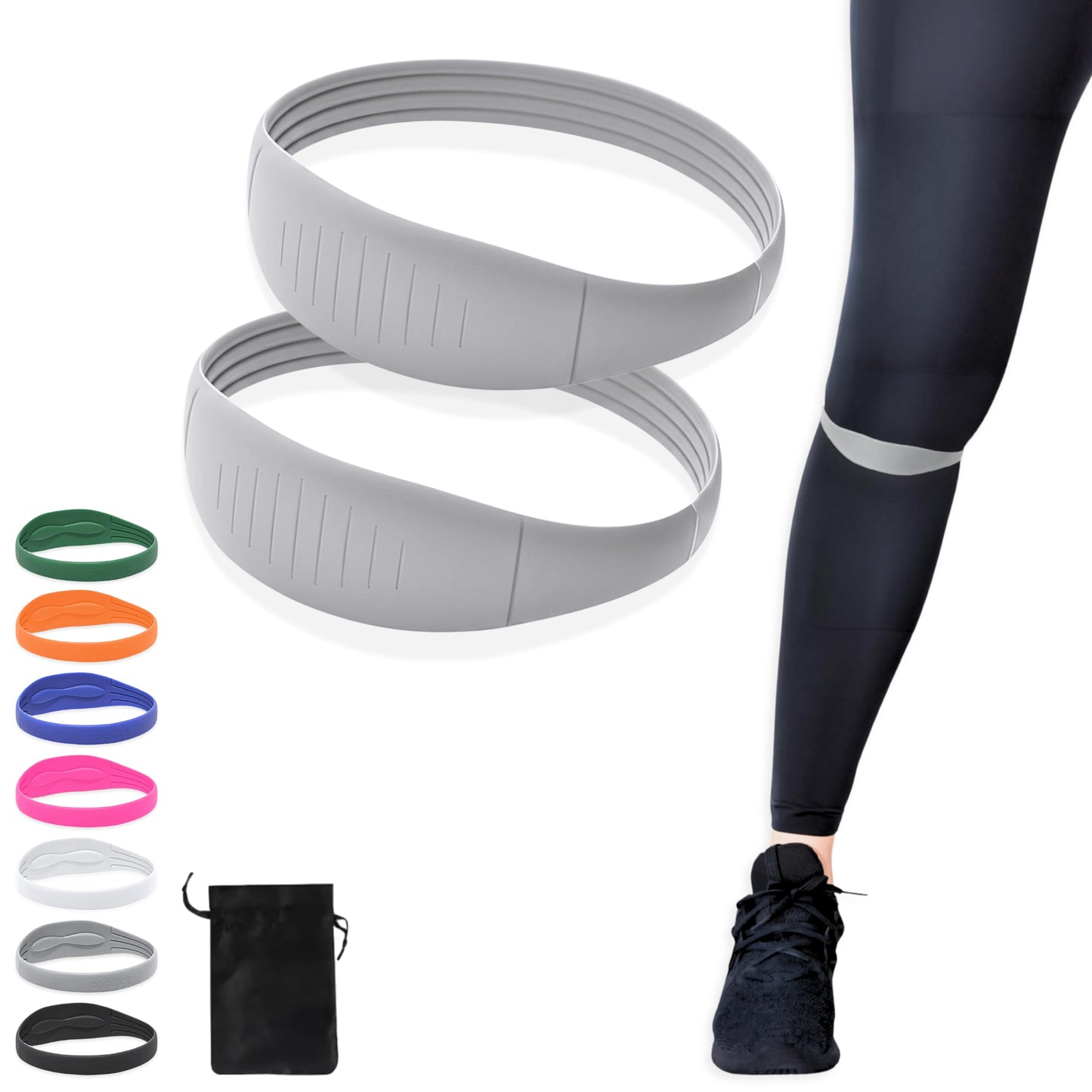 COOLSET Patella Band Knee Strap - 2 Pack Patellar Tendon Support Strap for Knee Pain Relief - Non-Slip Knee Brace for Jumper’s Knee, Tendonitis, Basketball, Running - Men, Women, Youth w/ Travel Bag (Gray)