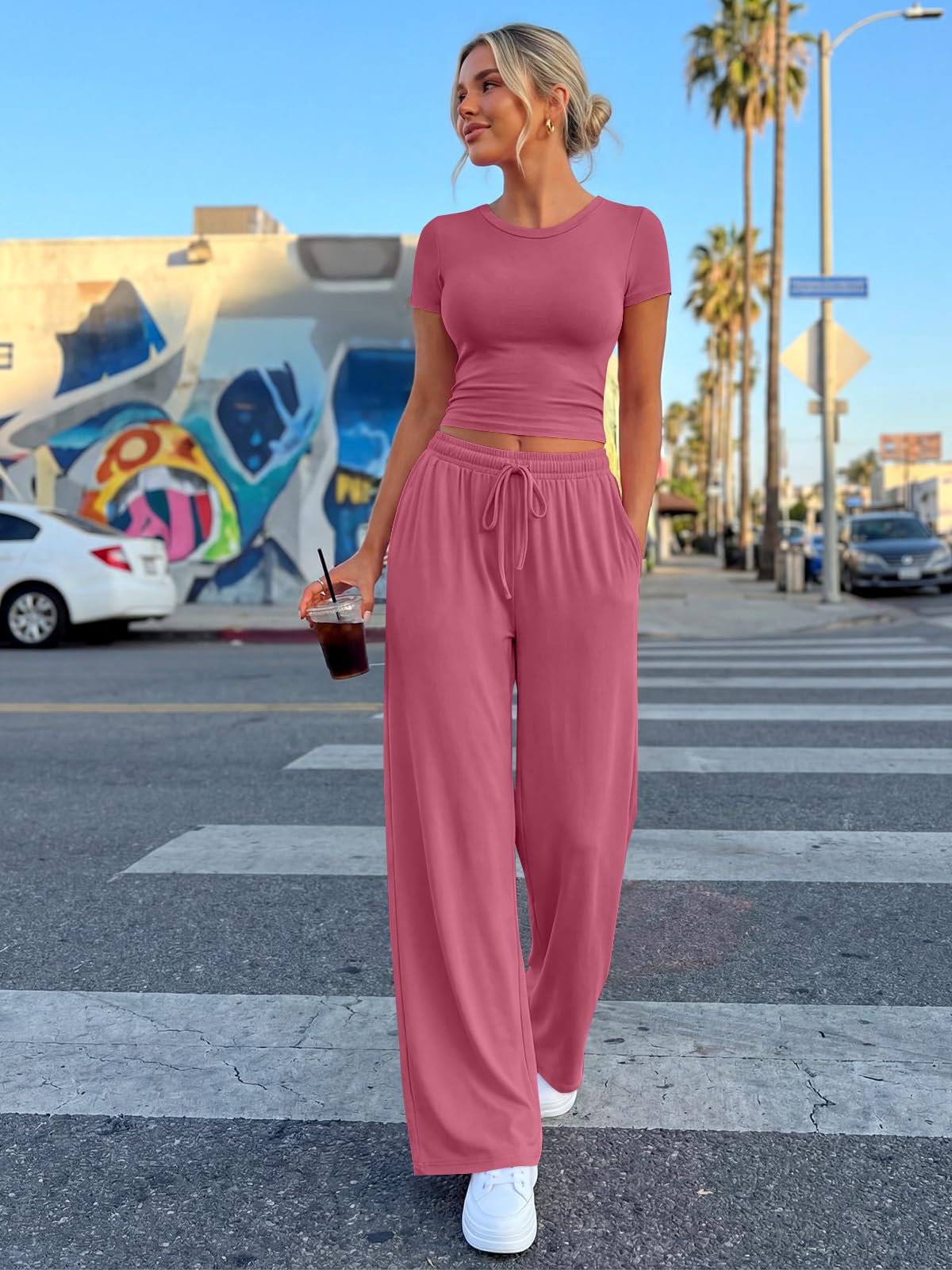 Trendy Queen Womens Petite 2 Two Piece Set 2026 Summer Workout Beach Vacation Cruise Gym Clothes Spring Fashion Lounge Matching School Comfy Airport Travel Outfit Athleisure Clothing