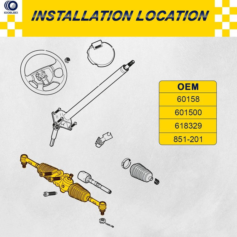 IOOBLBEI EZGO RXV Golf Cart Steering Gear Box Assembly Steering Rack fits EZGO RXV Gas & Electric Golf Carts Parts Years 2008-Up, Replace OEM# 601500, 618329