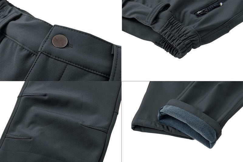 MAGCOMSEN Women's Fleece Lined Waterproof Insulated Snow Ski Pants Winter Warm Hiking Pants Outdoor Softshell Pure Black XL