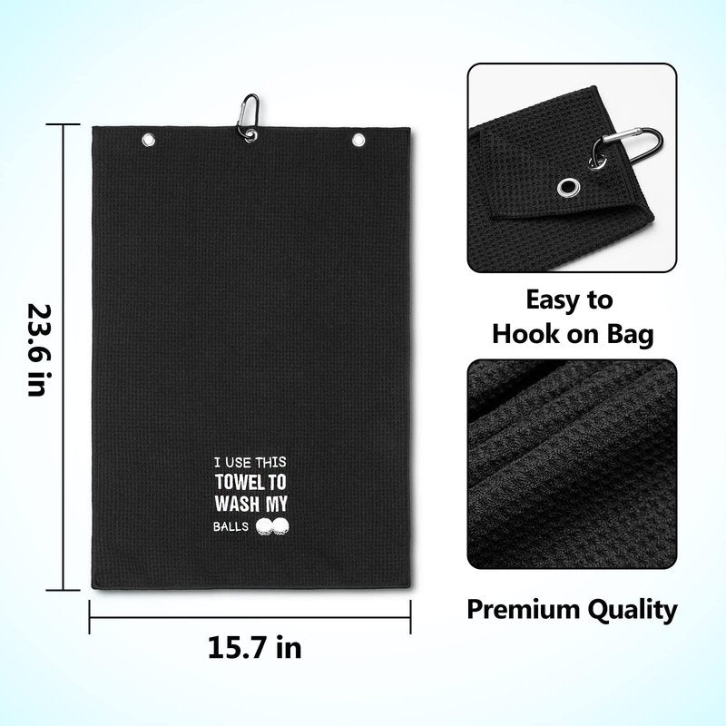 Abudada Golf Towel for Men, Funny Golf Towel for Dad, Golf Towels for Golf Bag for Men with Clip, (I use This Towel to wash My Balls)