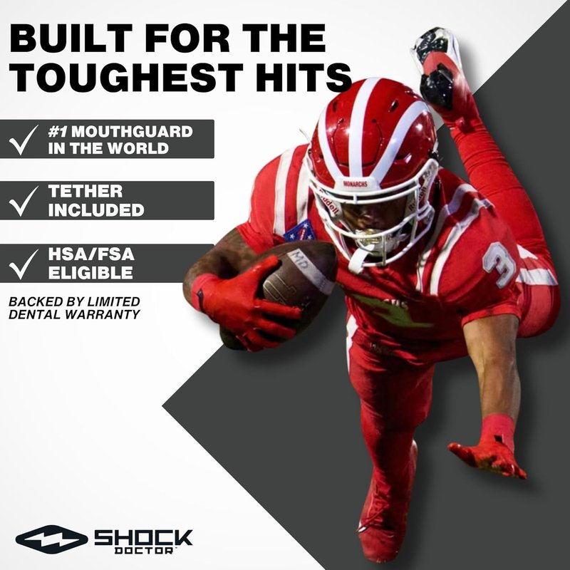 Shock Doctor Mouth Guard - Heavy Duty Sports Protection for Hockey, Lacrosse, Baseball & Wrestling | Custom Fit, Adult & Youth Sizes