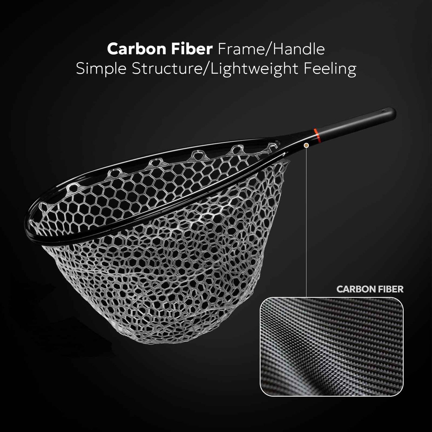 SF Fly Fishing Stealth Carbon Fiber Landing Net Soft Silicone Rubber Mesh Steelhead Catch and Release Net with Black Magnetic Net Release Combo Kit