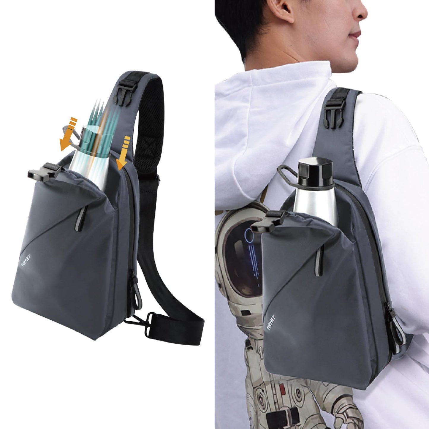 Sling Bag for Men women Anti Theft One Strap Motorcycle Backpack Sling Tactical Chest Bag Daypack Crossbody Backpacks for Casual Travel Hiking Diving Outdoor Sports Grey