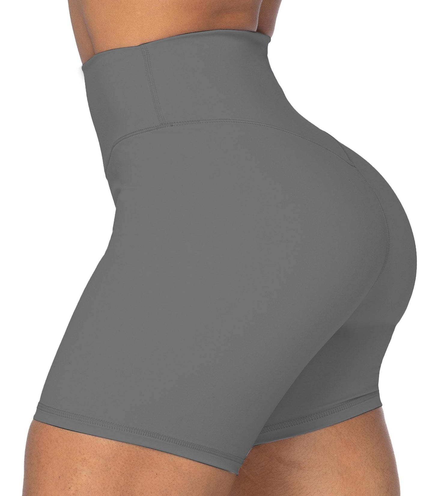 Sunzel 8" Waist Biker Shorts for Women No Front Seam Soft Yoga Workout Gym Bike Shorts Tummy Control Squat Proof Charcoa Grey Small