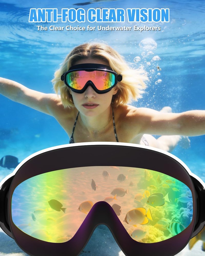 Aegend Swim Goggles - Wide View Anti-Fog & UV Protection | 2-Pack for Adults & Youth
