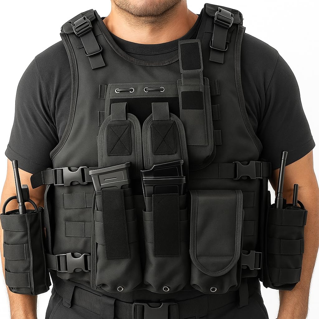 Marmot Tactical Vest Airsoft Vest Paintball Vest Adjustable, Durable Construction with Detachable Pouches