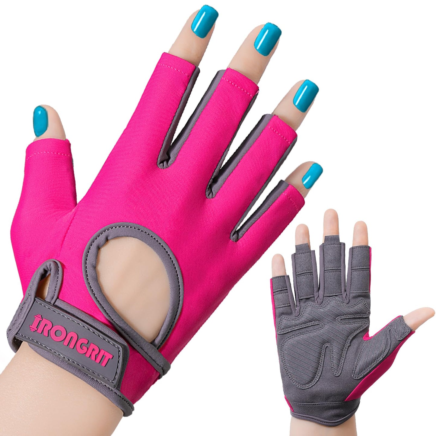 IRONGRIT Breathable Workout Gloves for Women, Thick Padded Weight Lifting Gloves, Full Palm Protection & Extra Grip for Women Gym, Rowing, Fitness Training and Hanging，Raspberry red：Medium