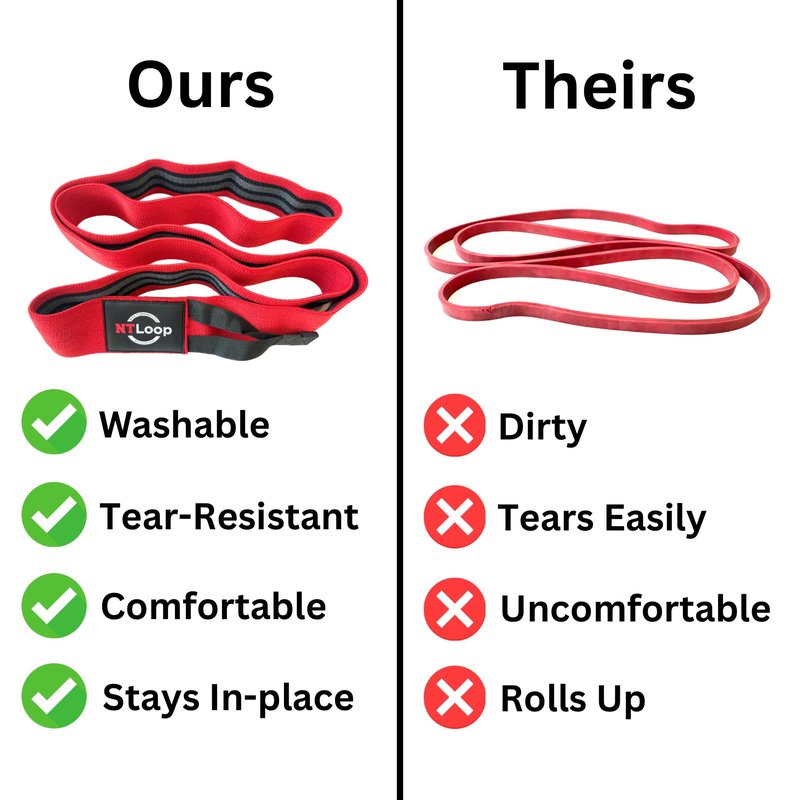 NT Loop Long Fabric Resistance Band with Door Anchor - Full Body Resistance Band for Working Out and Physical Therapy - Medium Strength Exercise Band