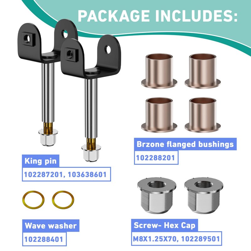 DRIVE UP Club Car Precedent Kin Pin, Golf Cart Front End King Pin Repair Kit for Club Car Precedent 2004-Up Gas and Electric Golf Carts, Replaces OEM 102287201 103638601 103638801