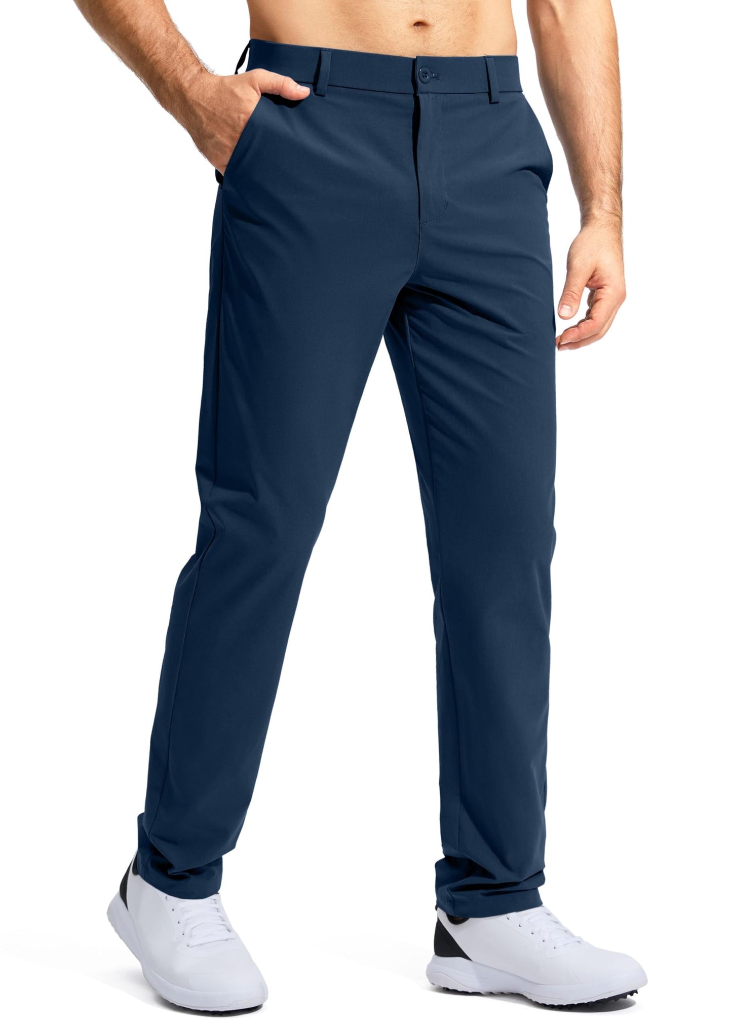 Pudolla Golf Pants for Men Stretch Dress Pants Mens Work Pants 30 Lightweight Quick Dry Casual Slacks Trousers with Pockets(Navy 32Wx30L)