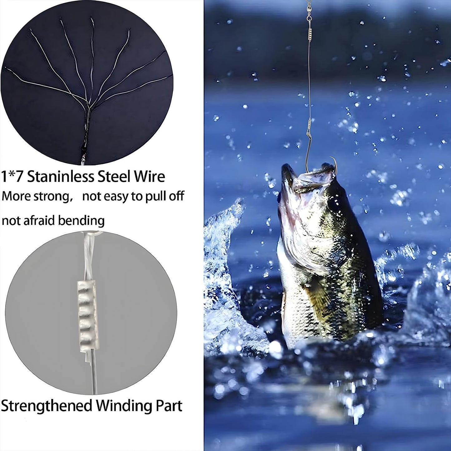 YOTO Circle Hook Rigs, 25PCS Saltwater Steel Octopus Hooks with Leader Wire – Ready-to-Fish Setup for Catfish and Bass