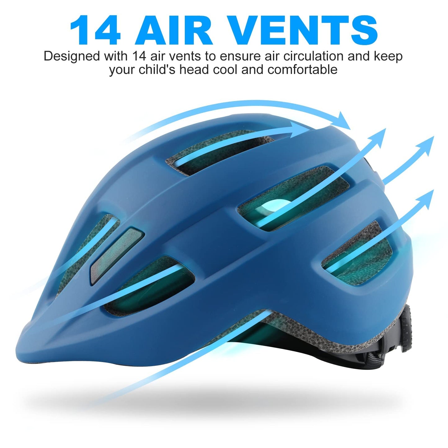 Kids Bike Helmet for Ages 1-8 Years, Adjustable Toddler Boys and Girls Helmets, Lightweight Child Infant Bicycle Cycling Scooter Sports Helmet XS, 48-50cm, Navy Blue