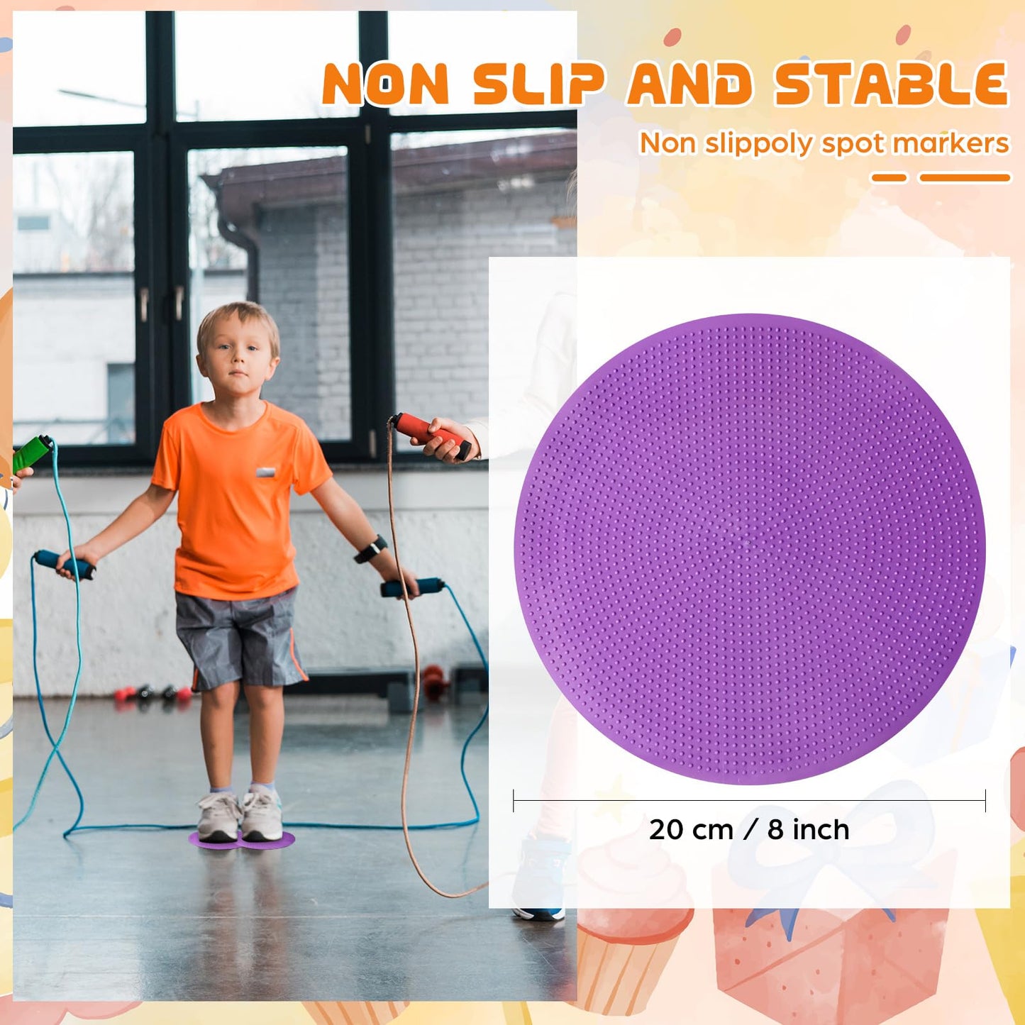 wlilupah 6 Pcs Poly Spots Markers 8 Inch Floor Spot Markers Dots for Gym Marker Poly Sports Training for Gym Floor Soccer Basketball Speed Agility Training Field Marking Equipment (Purple)