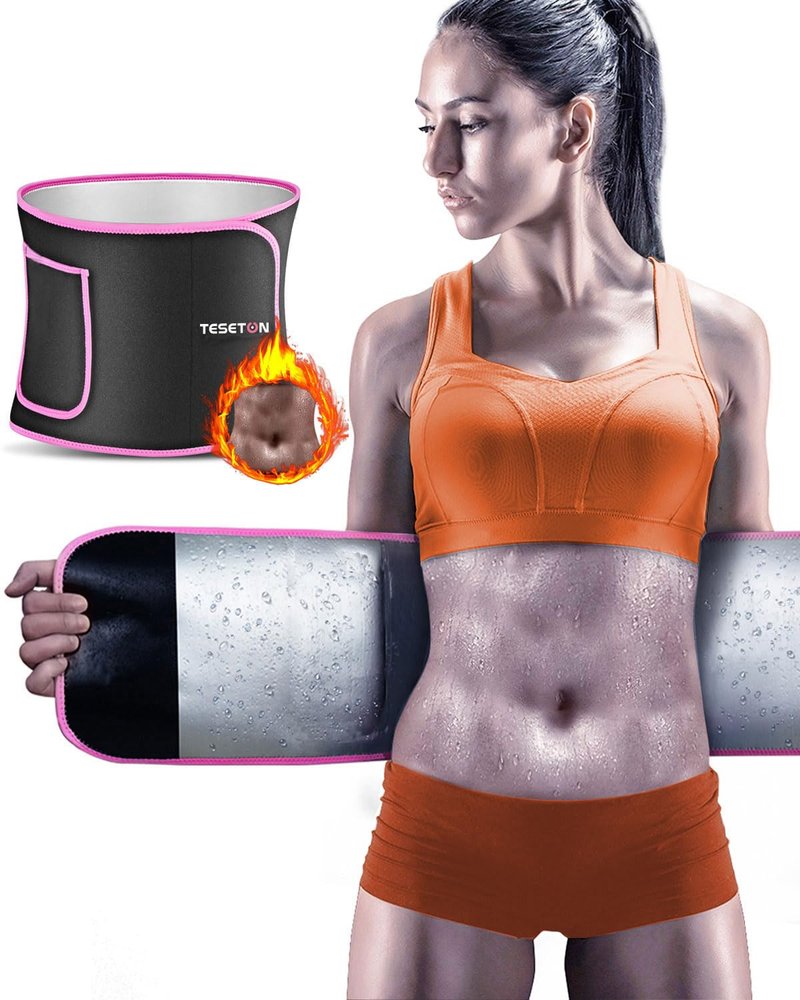 TESETON Waist Trainer for Women Lower Belly Fat, Waist Trimmer for women men, Sweat Belt Plus Size, Sauna Stomach Sweat Band Sport Girdle Belt Abdominal for Fitness 01 Pink M