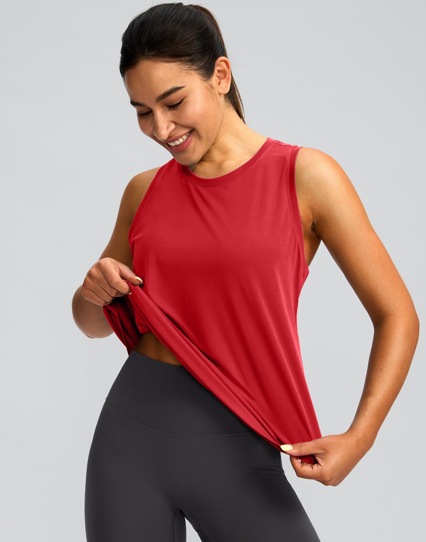 Women's Workout Tops Racerback Athletic Tank Tops Sleeveless Loose Fit Yoga Running Gym Shirts for Women(Red,L)