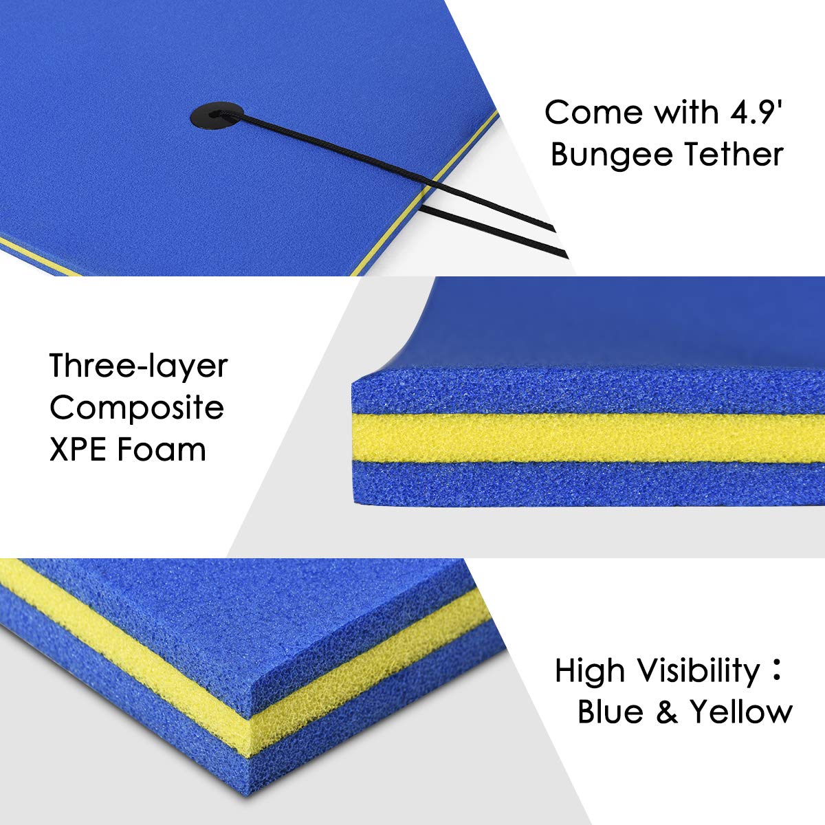Goplus Floating Water Pad, Lily Pad for Water Recreation and Relaxing, 3-Layer Tear-Resistant XPE Foam Floating Mat for Beach, Ocean, Lake