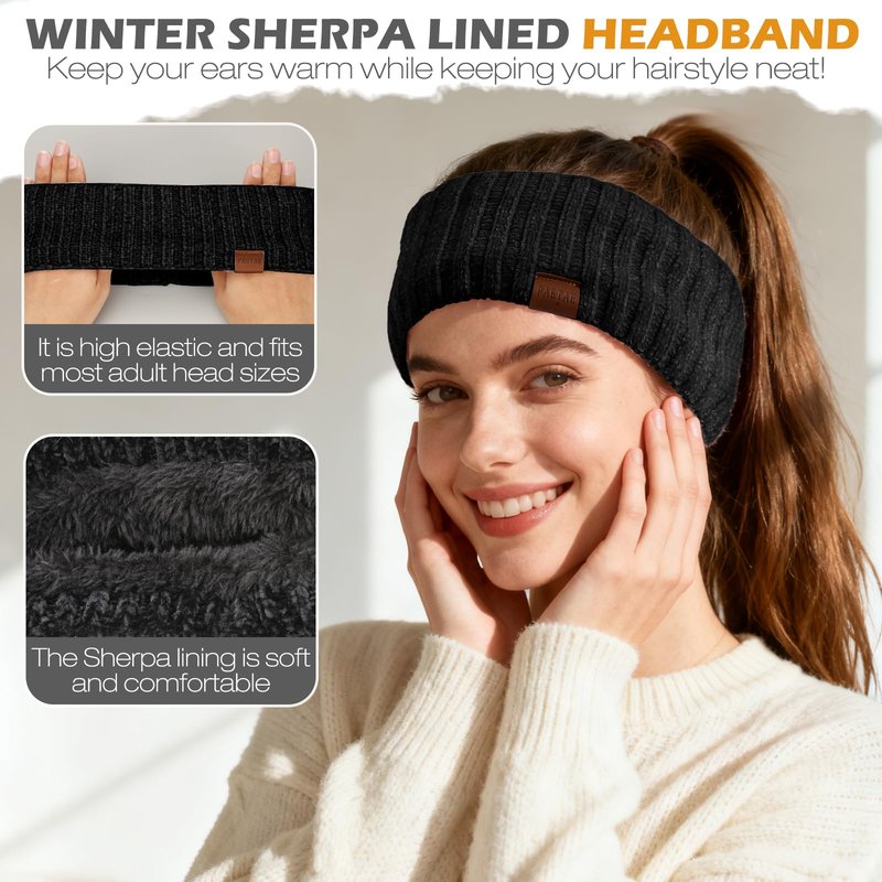 Winter Hats Gloves Scarf Set for Women, Beanie Hat Headband Ear Warmer, Infinity Scarf Touchscreen Gloves for Cold Weather