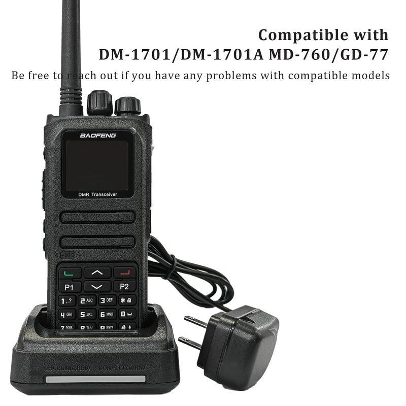 DM-1701 Charger Dock with US Adapter Desktop with Indicator Light for DMRS Two Way Radio Output DC8.4V Walkie Talkie Battery Charging