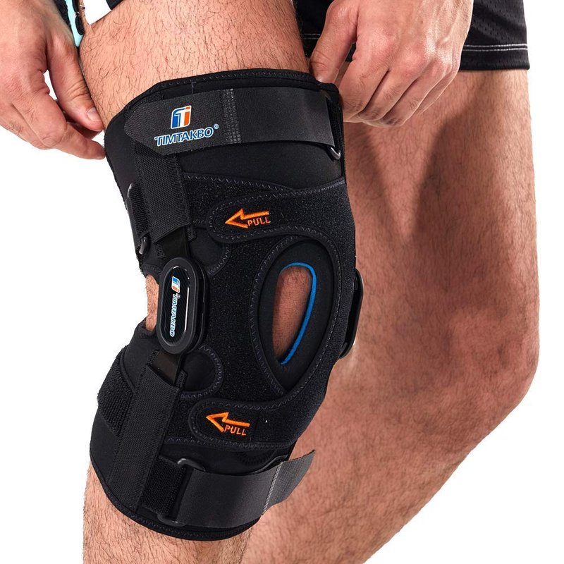 T TIMTAKBO Hinged Knee Brace,GEl Patella Support with Removable Dual Side Stabilizers,Knee Support for Meniscus Tear,Relieves ACL,Arthritis(L fit Upper 19-23"/Lower 16-20")
