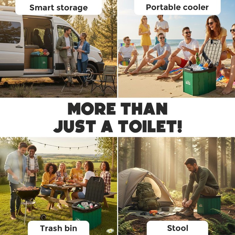 Keystone Peak Portable Camping Toilet – Foldable Travel Potty for Adults | Compact & Sturdy Porta Potty for Camping, Hiking, Car Trips & Emergencies – Comfort Anywhere