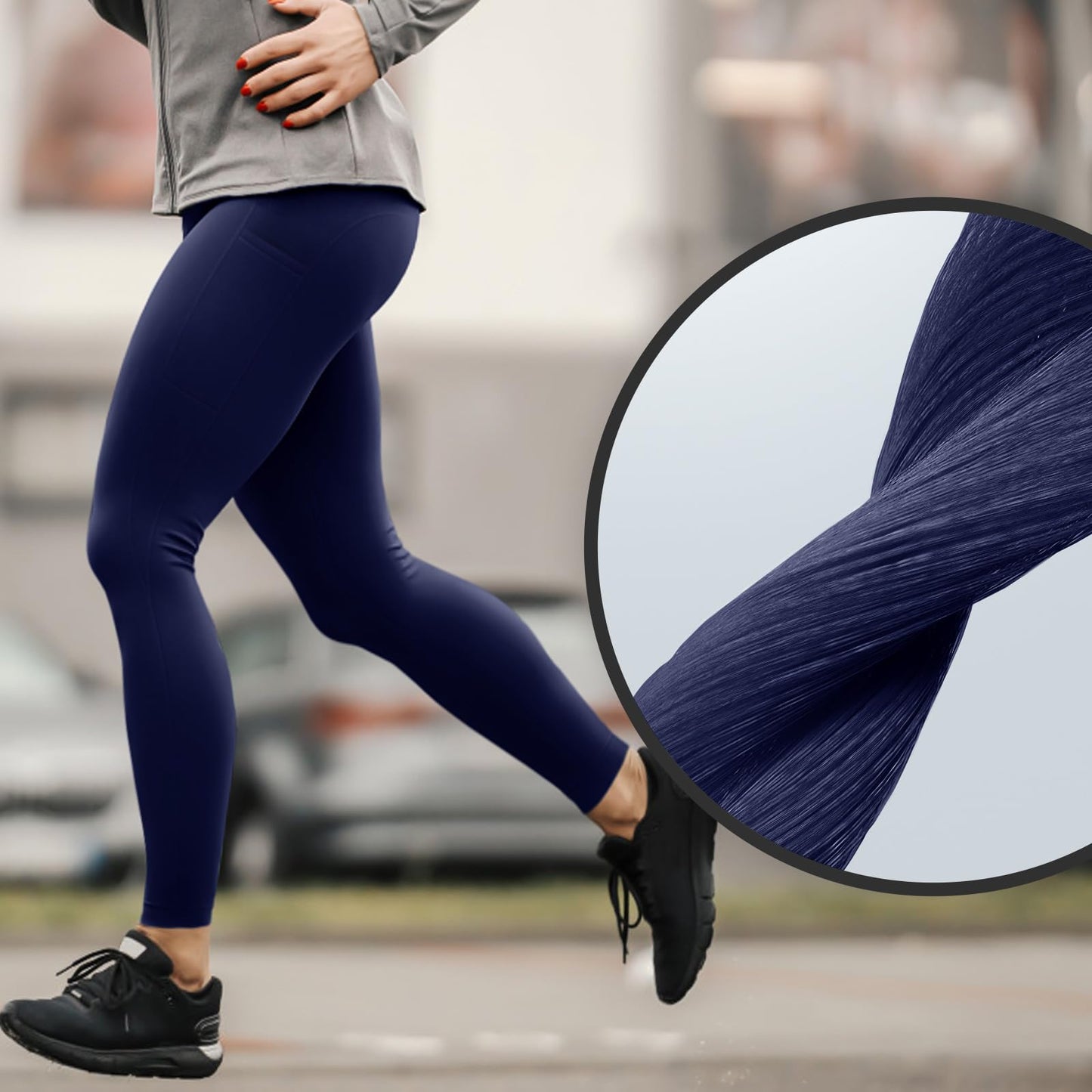 RONLIMO High Waisted Capri Leggings for Women, Upgraded Capri Buttery Soft Yoga Pants for Workout Running Tummy Control, Seamless Yoga Leggings with Pockets, Workout Leggings for Women, Blue, S