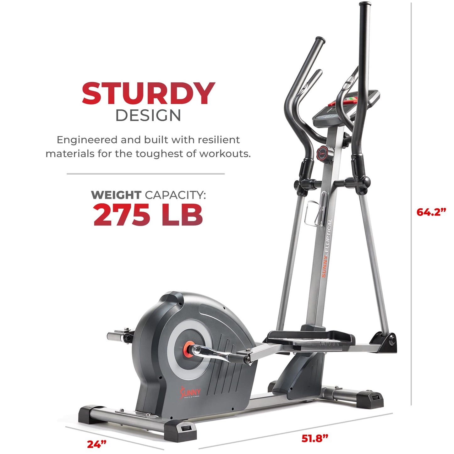 Sunny Health & Fitness Elite Interactive Series Exercise Elliptical with Exclusive SunnyFit App Enhanced Bluetooth Connectivity - SF-E320047